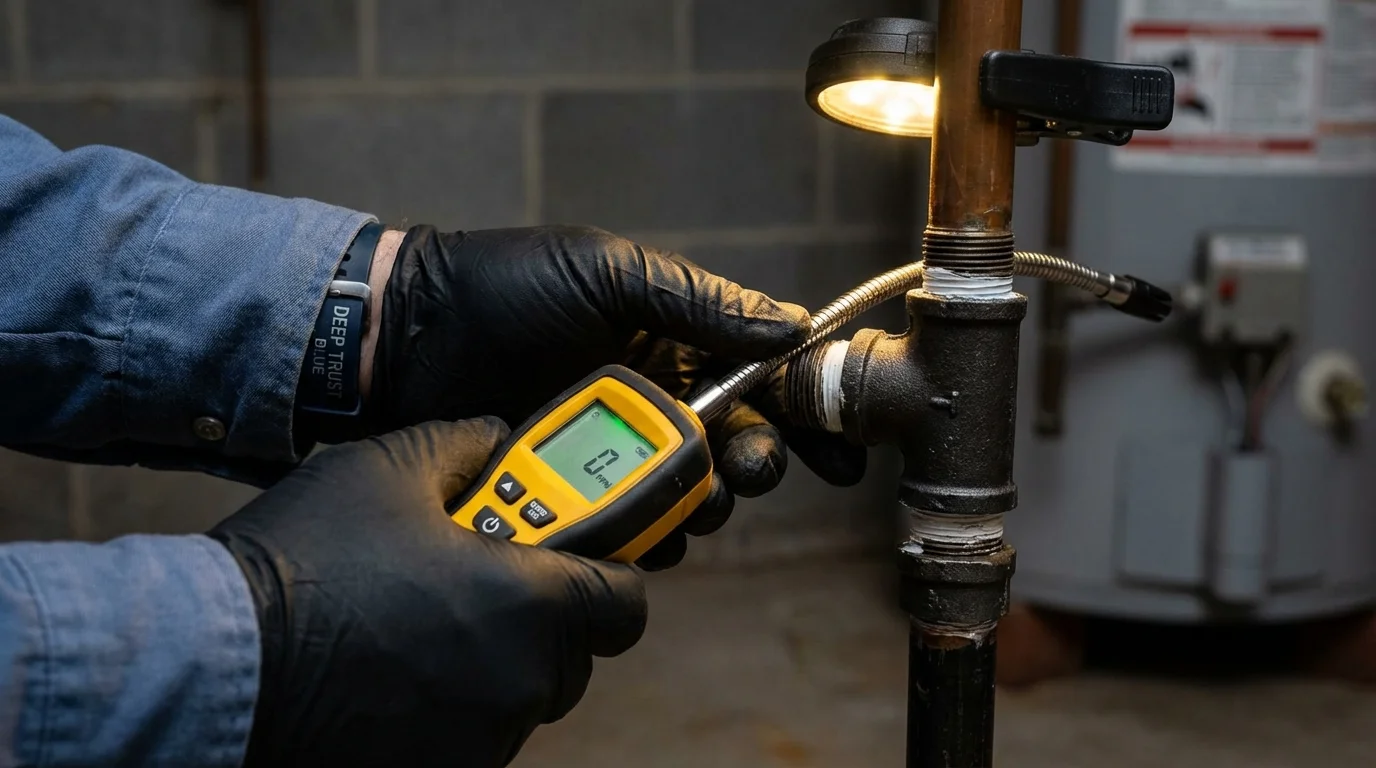 Gas leak detection with electronic sniffer by Johns Plumbing LLC in Sumter