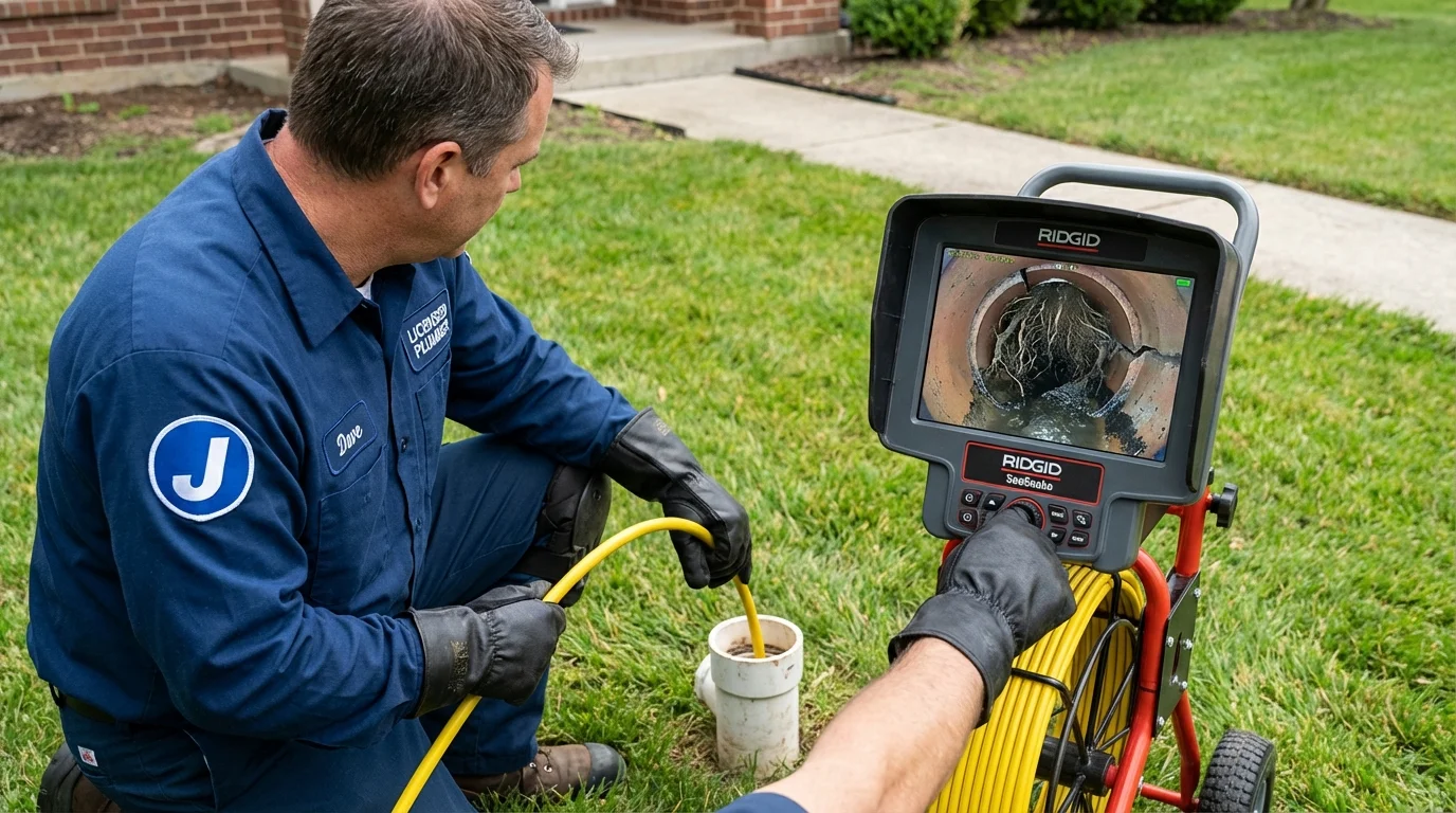 Sewer camera inspection being performed by Johns Plumbing LLC in Sumter